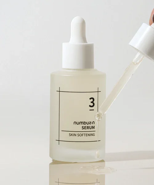 Numbuzin No. 3 Skin Softening Serum 50ml bottle, featuring bifida & galactomyces ferment blend for smoother skin, reduced pores, and radiant glow.