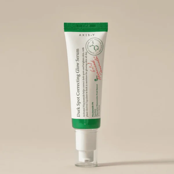 AXIS-Y Dark Spot Correcting Glow Serum with niacinamide, designed to fade dark spots, hydrate, and brighten uneven skin tone.