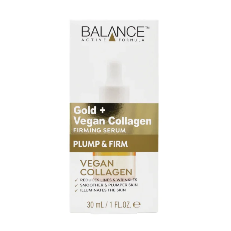 Balance Gold Collagen Rejuvenating Serum 30ml bottle formulated with marine collagen and gold to rejuvenate, firm, and smooth skin.