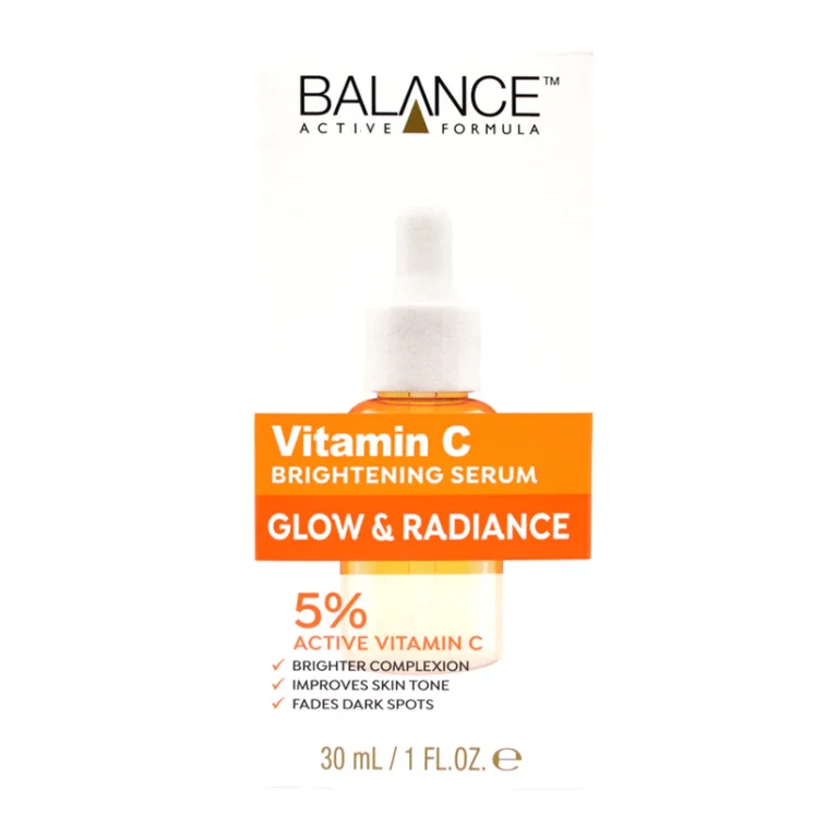 Balance Vitamin C Serum bottle formulated to brighten skin, fade dark spots, and promote youthful radiance.