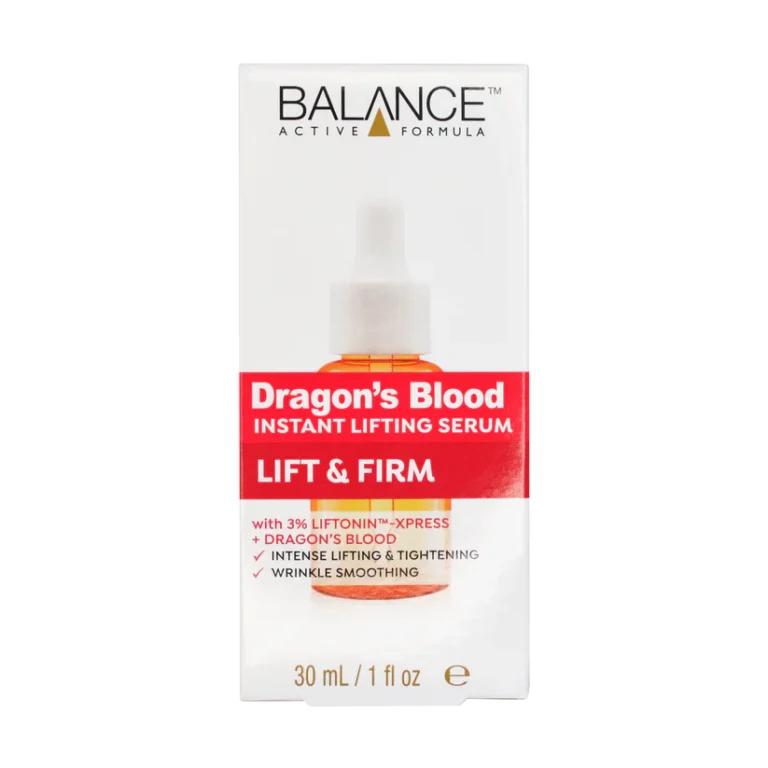 Balance Active Formula Dragon’s Blood Instant Lifting Serum 30ml bottle designed to lift, firm, and smooth skin instantly.