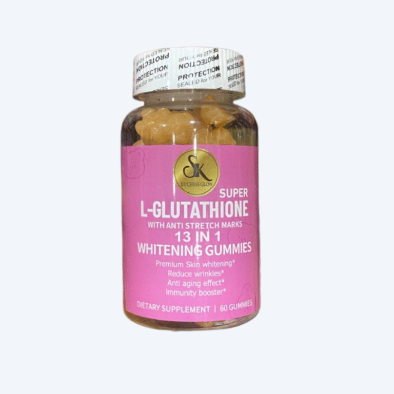 Bottle of SK Glutathione Gummies designed to brighten skin, reduce dark spots, and promote a radiant complexion.