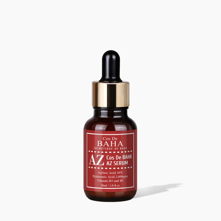 30ml bottle of Cos De BAHA Azelaic Acid 10% + Niacinamide Facial Serum for acne, dark spot correction, and redness control.