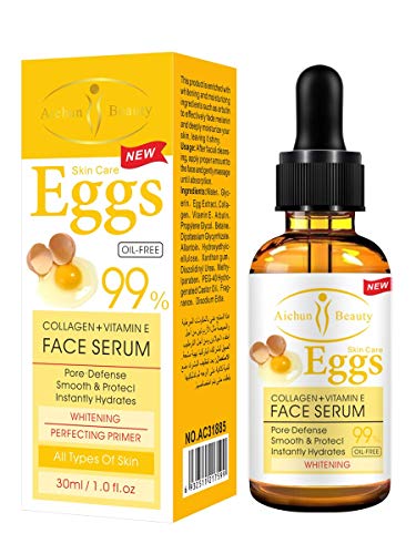 Bottle of Aichun Beauty Collagen + Vitamin E 30 ml face serum for brightening, firming, and spot correction.