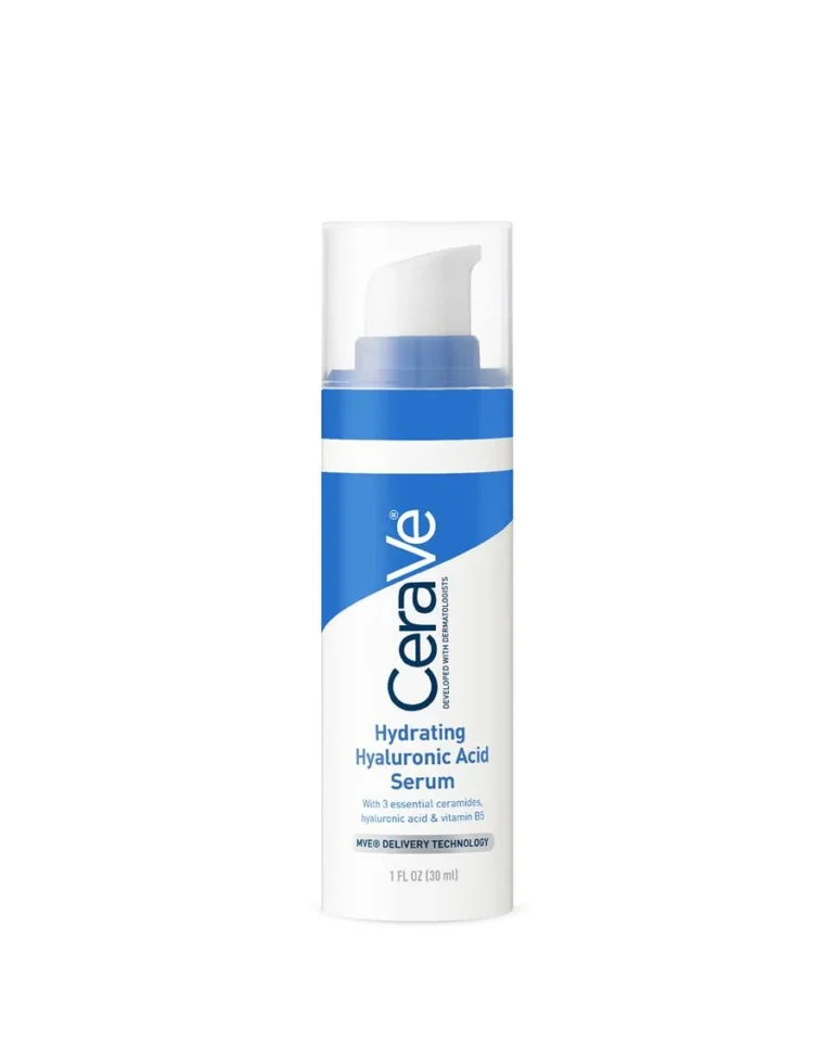 30ml bottle of CeraVe Hydrating Hyaluronic Acid Serum with ceramides and Vitamin B5, for deep hydration and barrier repair.